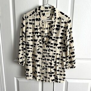 Maeve Anthropologie Black Bear Blouse